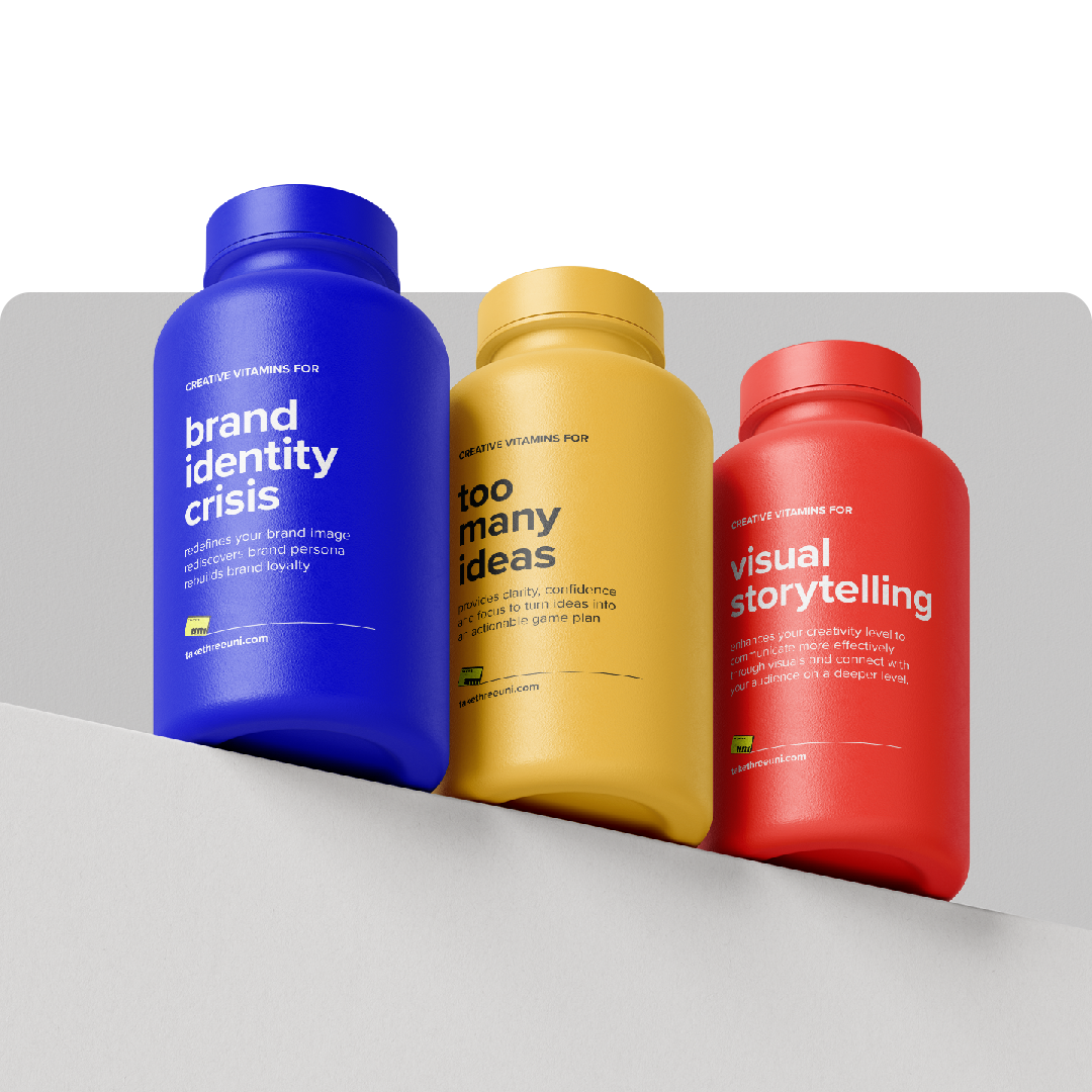 3 Different Colored Pill Bottles